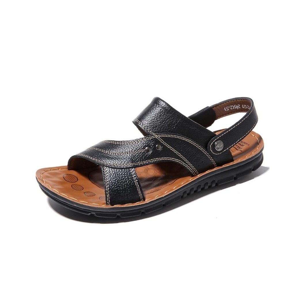 NEW Fashion Shoes Mens Orthopedic Non-Slip Sandals Size 7.5 Black Leather